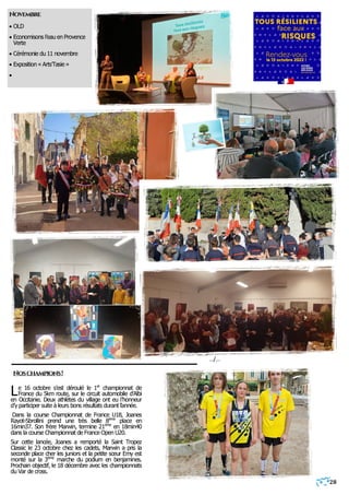 28
Novembre
• OLD
• Economisons l’eau en Provence
Verte
• Cérémonie du 11 novembre
• Exposition « Arts’Tasie »
•
Le 16 oct...