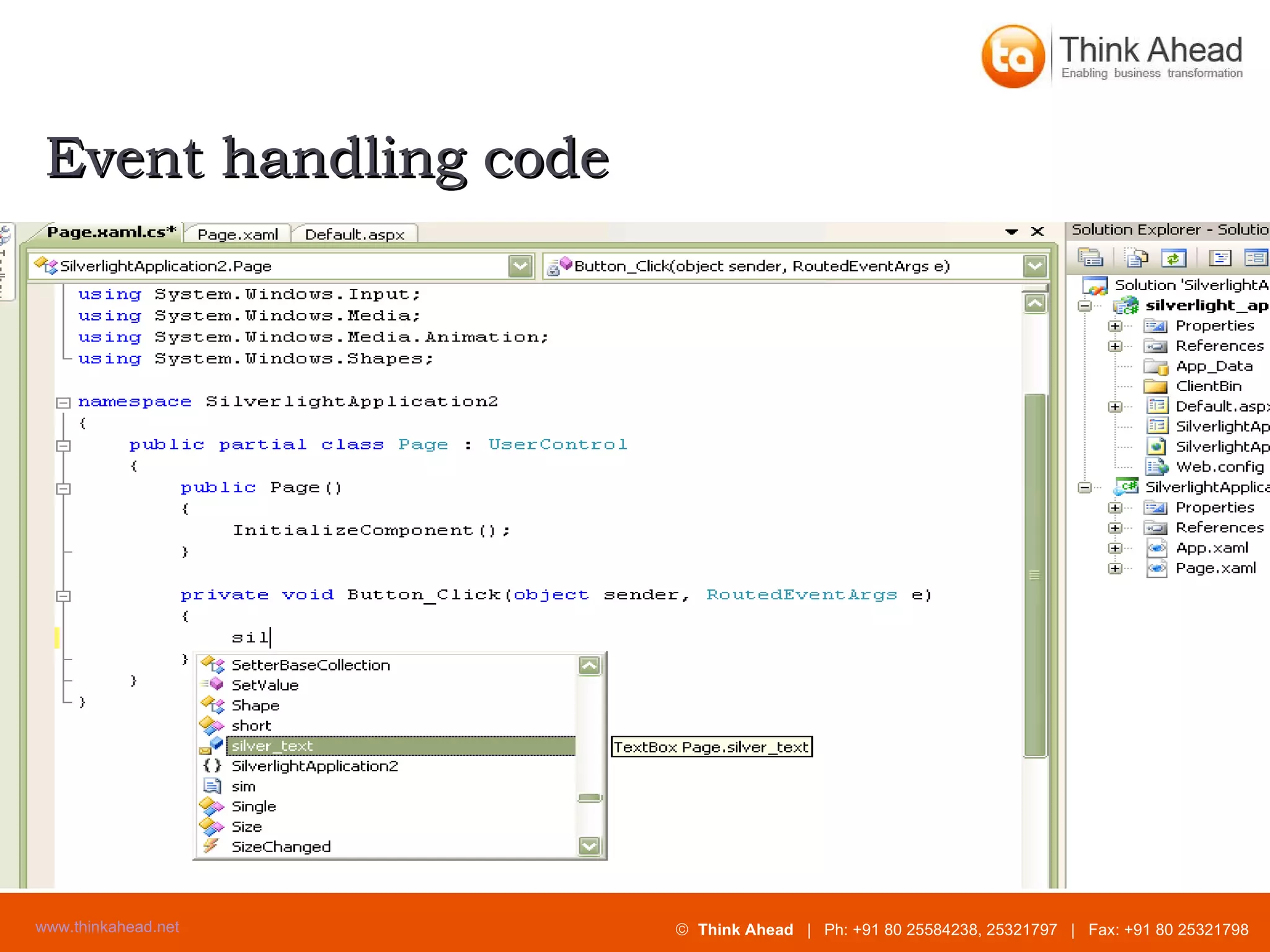 Event handling code 