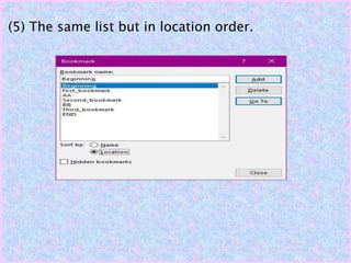 (5) The same list but in location order.
 