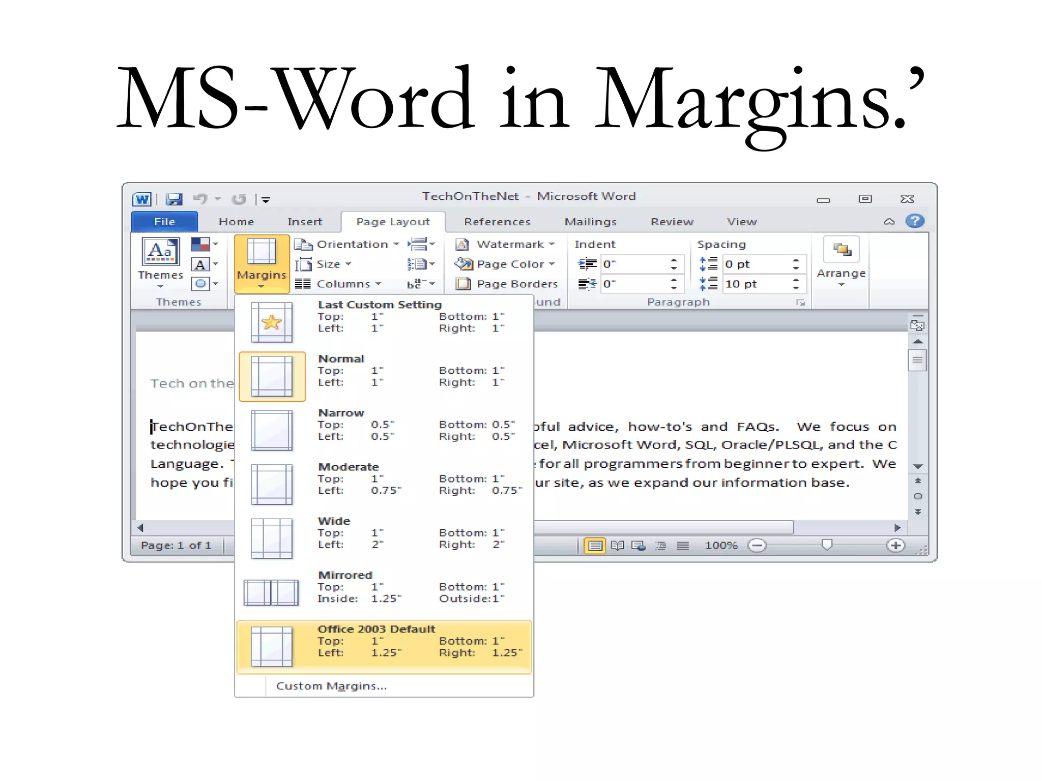 MS-Word in Margins.’
 