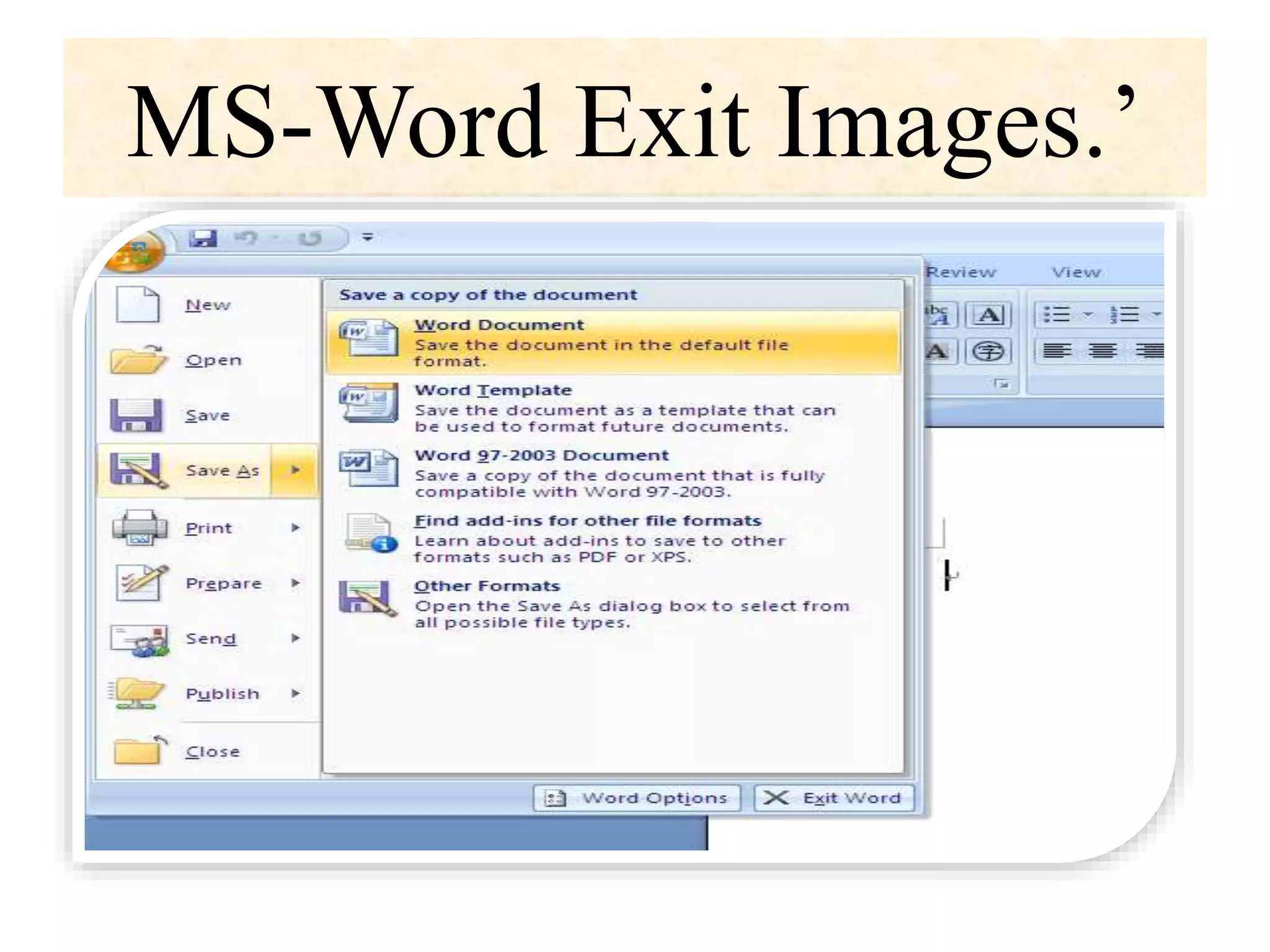 MS-Word Exit Images.’
 