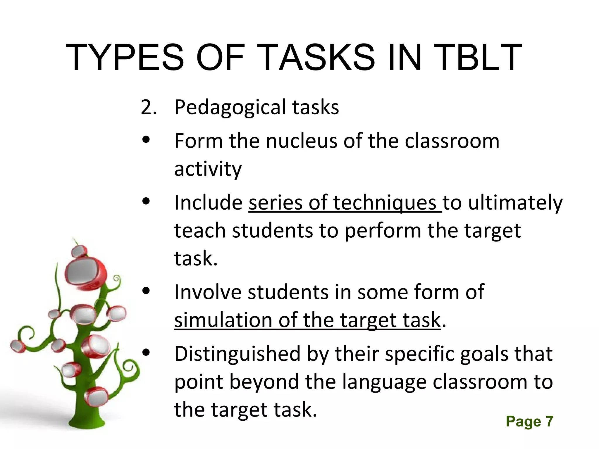 Task based language teaching | PPT