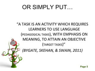 Task based language teaching | PPT
