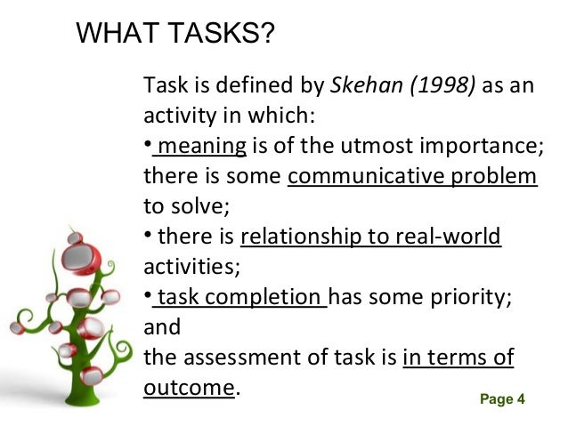 on the task meaning