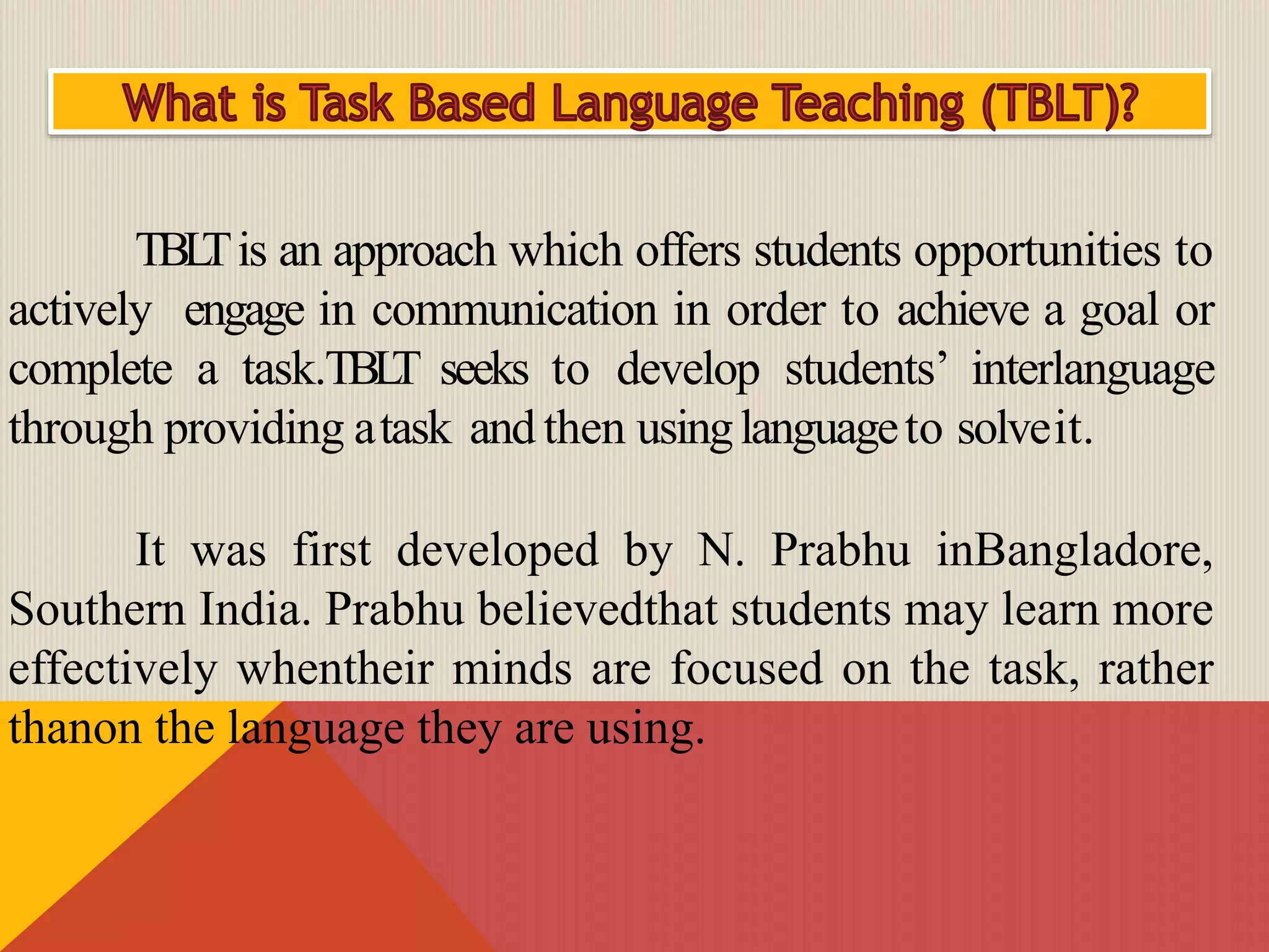 Task based language teaching | PPTX