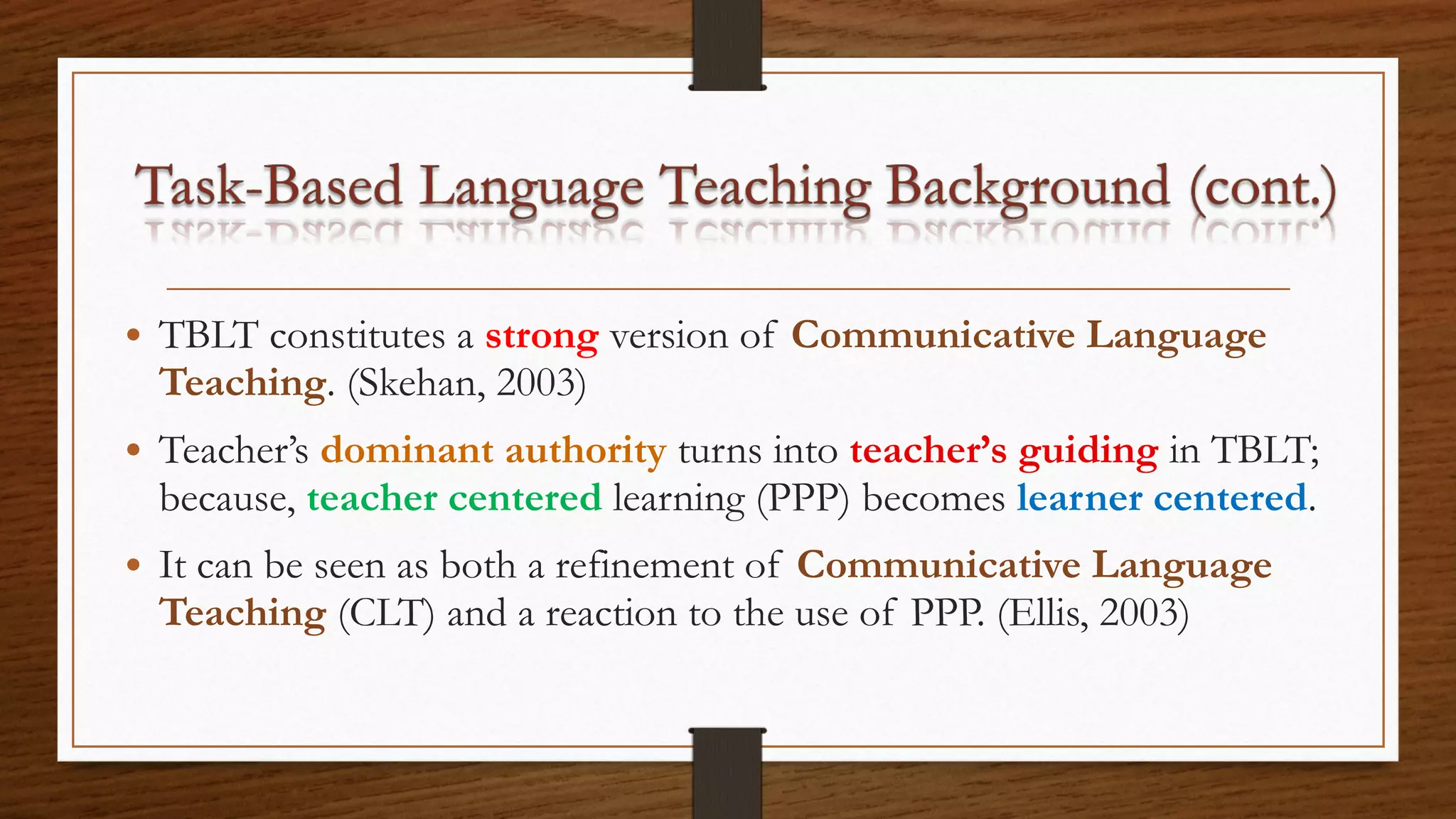 Task based language teaching | PPS | Homework and Study | Education