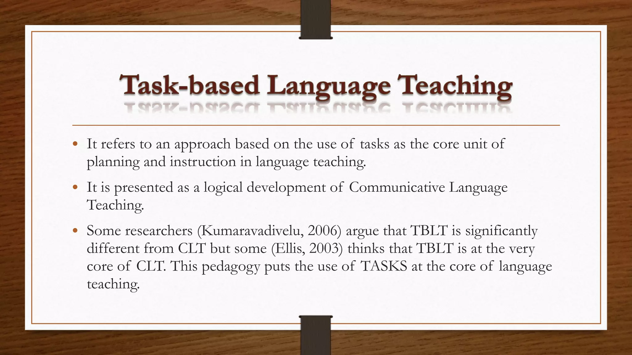 Task based language teaching | PPS | Homework and Study | Education