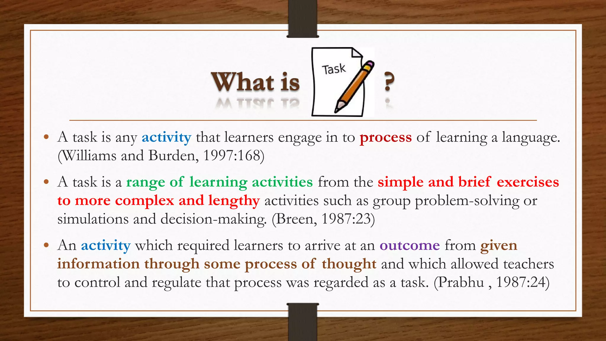 Task based language teaching | PPS | Homework and Study | Education