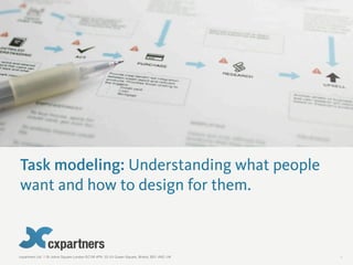 cxpartners Ltd 1 St Johns Square London EC1M 4PN 22-24 Queen Square, Bristol, BS1 4ND, UK
Task modeling: Understanding what people
want and how to design for them.
1
 