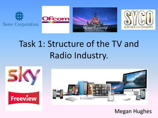 Task 1: Structure of the TV and
Radio Industry.
Megan Hughes
 