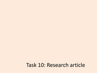 Task 10: Research article
 