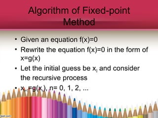 Bisection and fixed point method | PPT | Physics | Science
