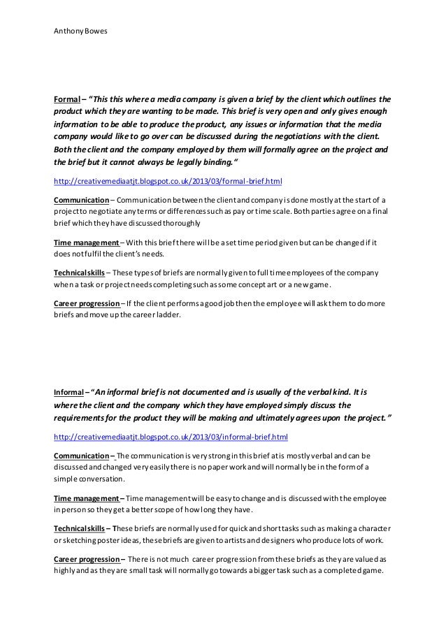 Task 1 Types of briefs