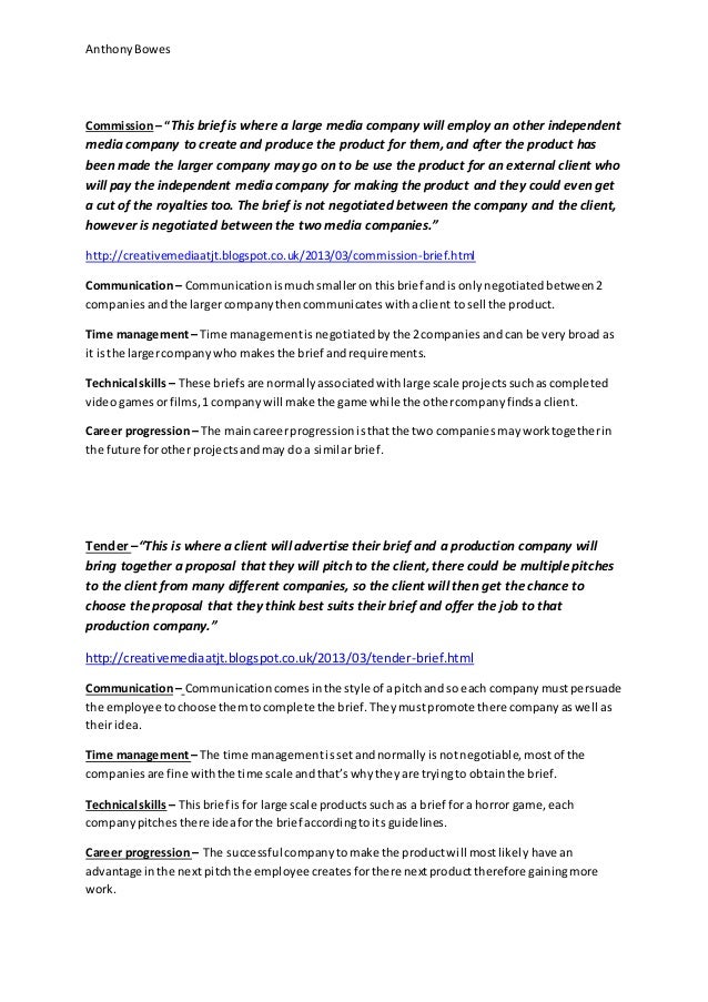 Task 1 Types of briefs