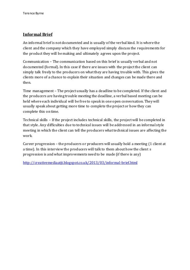 Task 1 Different types Of Briefs