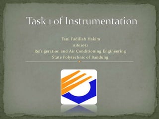 Fani Fadillah Hakim
                   111611051
Refrigeration and Air Conditioning Engineering
        State Polytechnic of Bandung
 