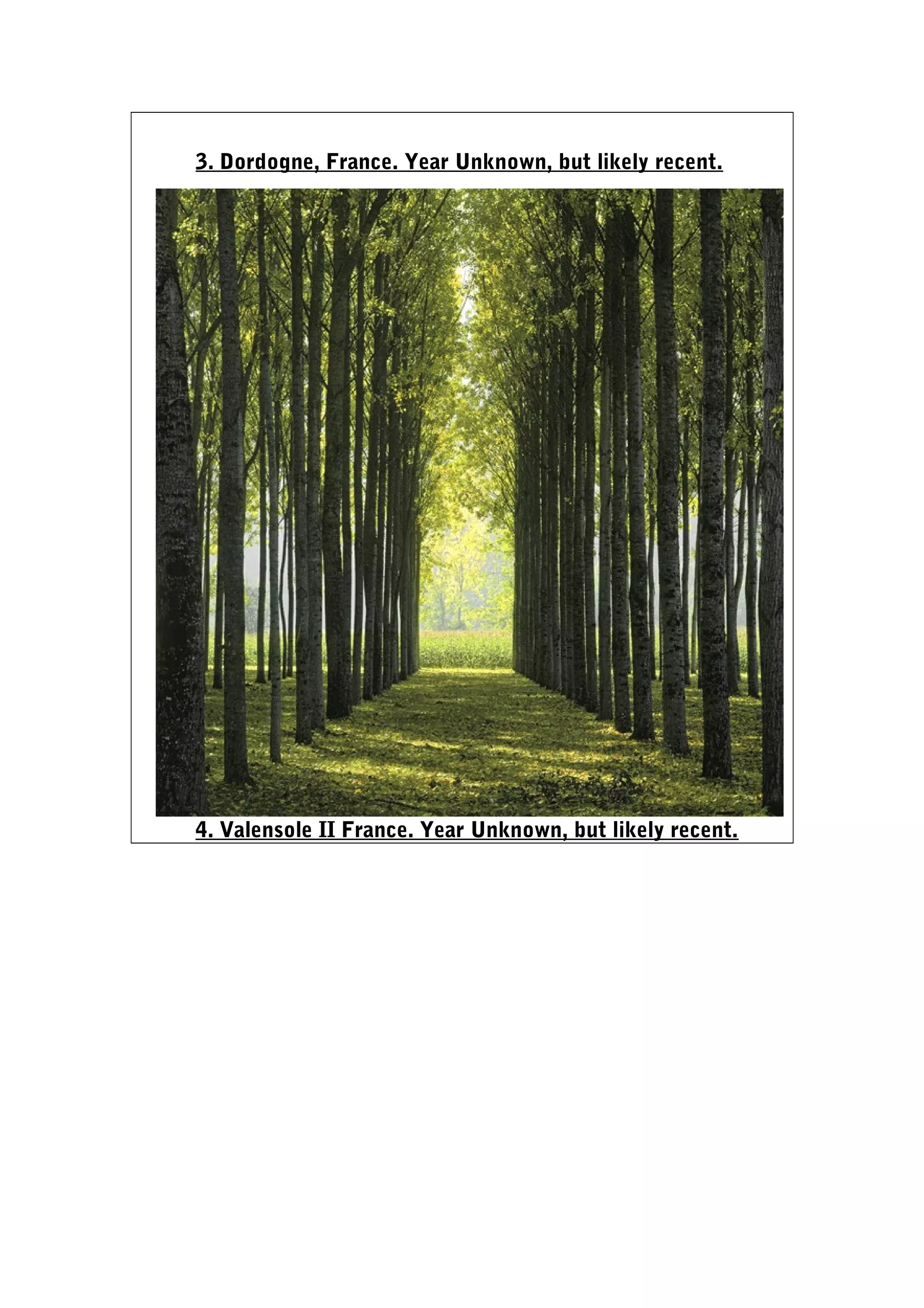 3. Dordogne, France. Year Unknown, but likely recent. 
4. Valensole II France. Year Unknown, but likely recent. 
 