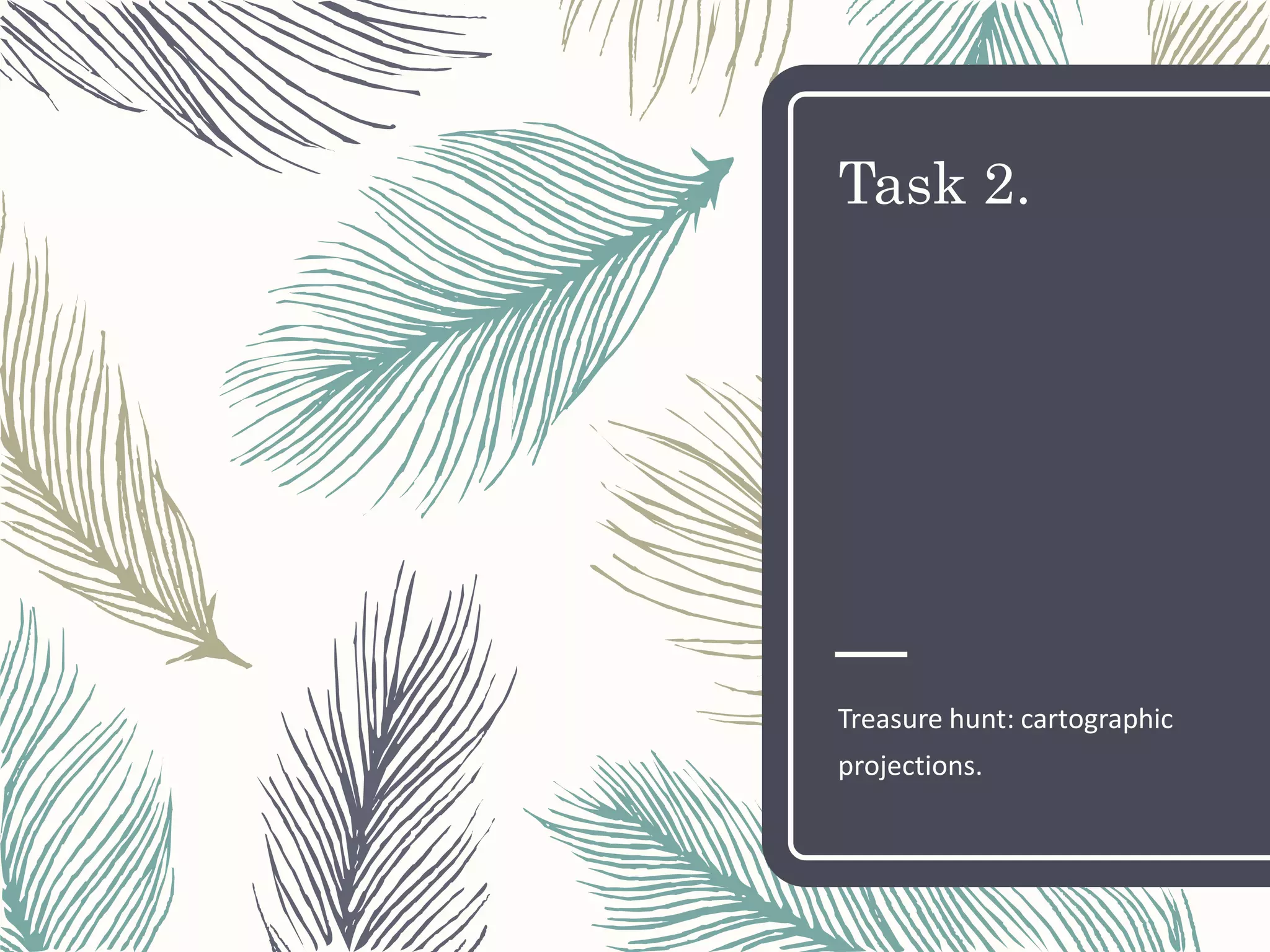 Task 2.
Treasure hunt: cartographic
projections.