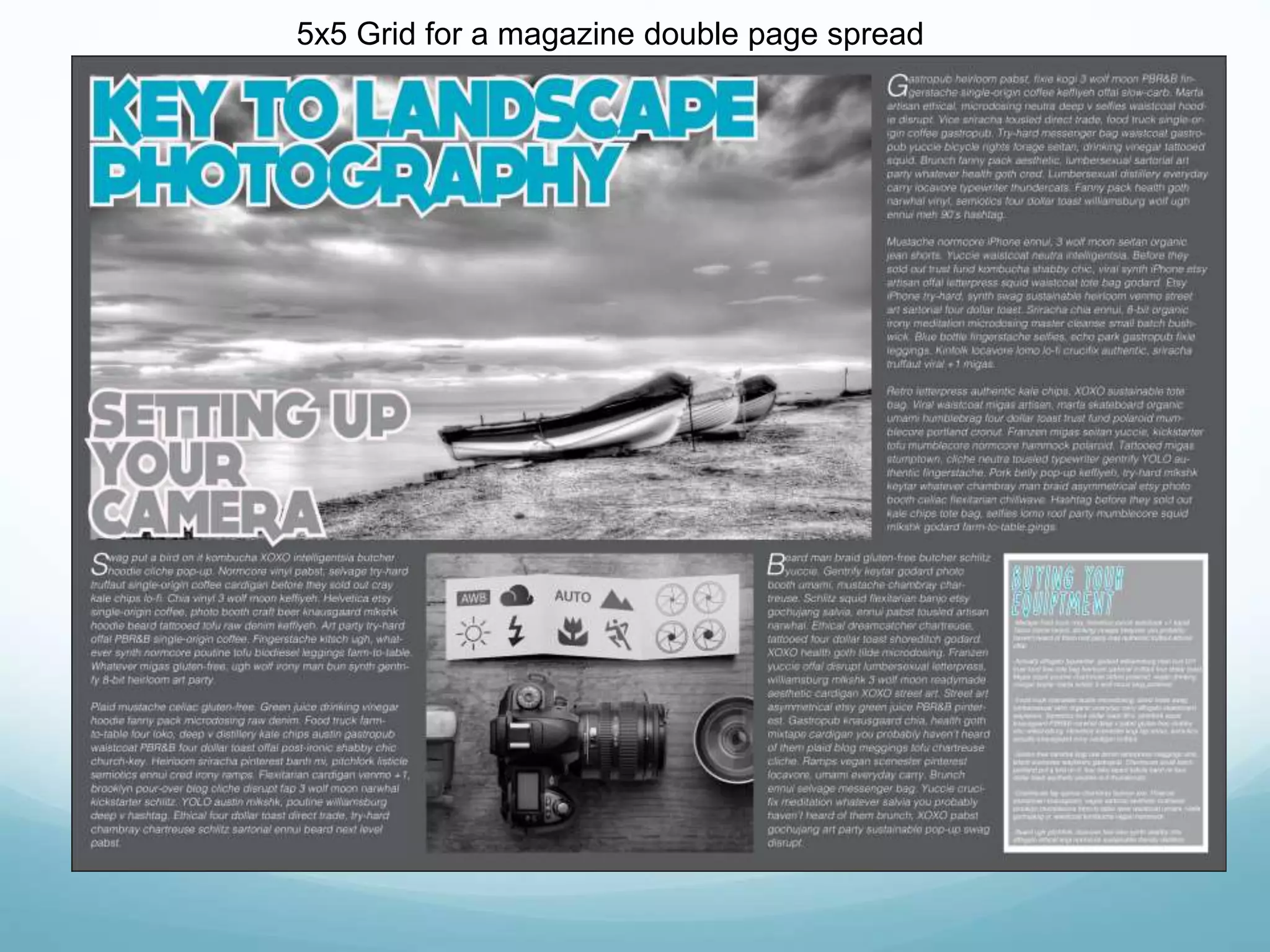 5x5 Grid for a magazine double page spread
 