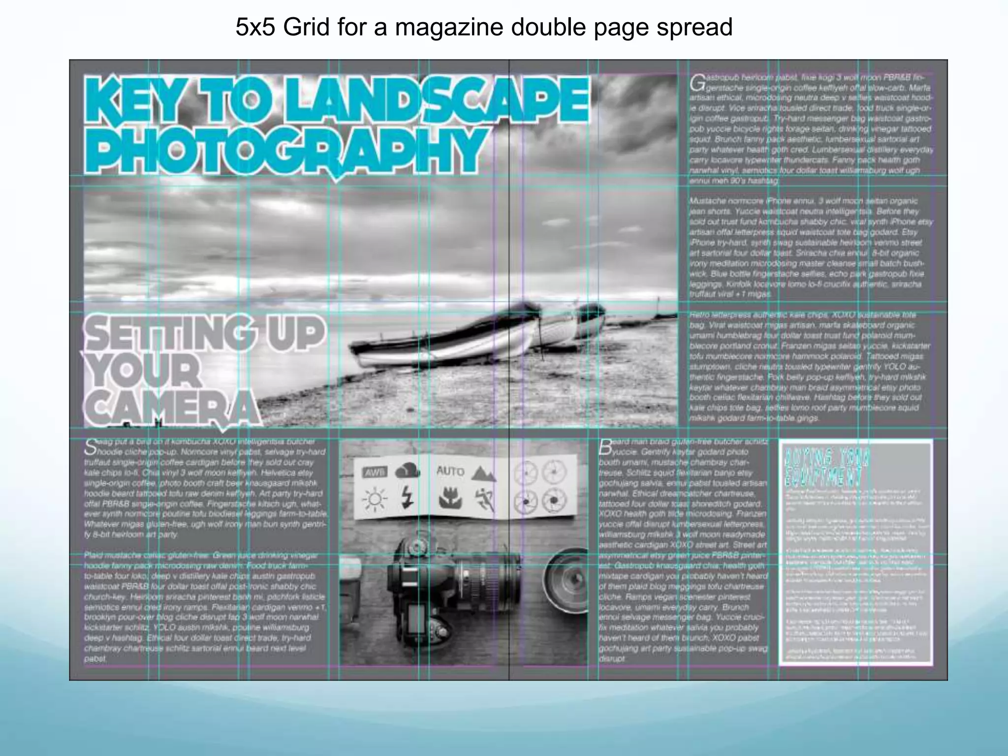 5x5 Grid for a magazine double page spread
 