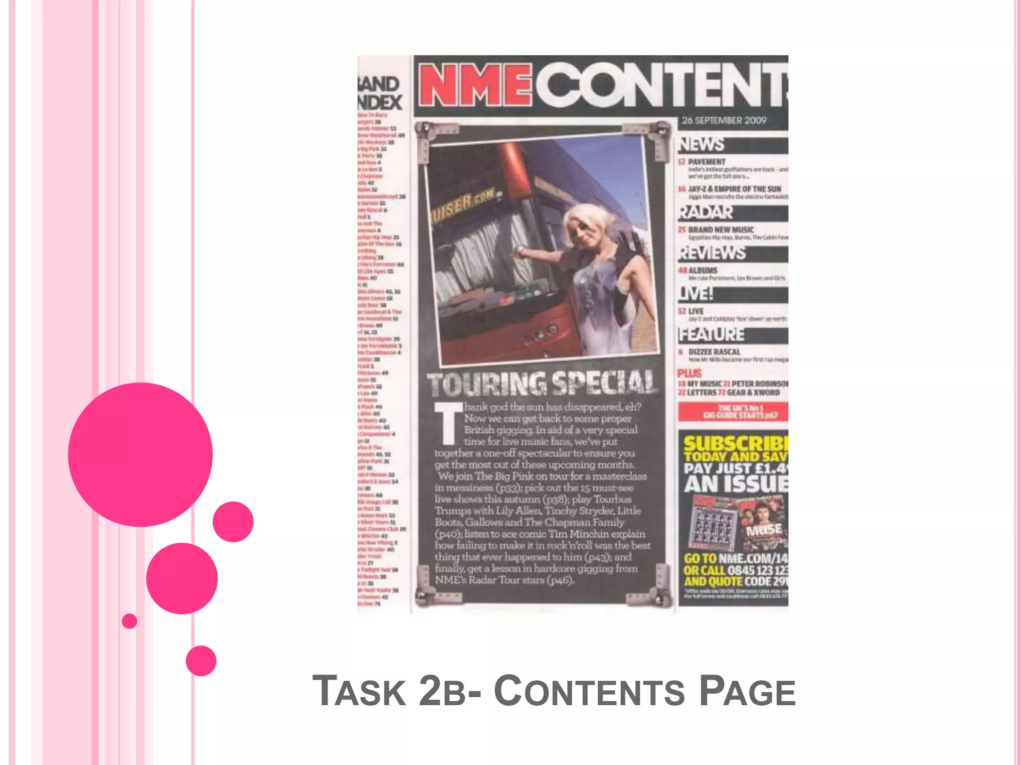 TASK 2B- CONTENTS PAGE
 