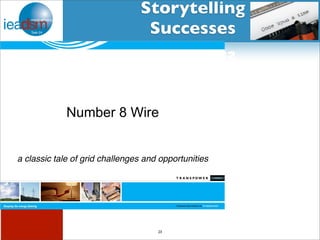 Storytelling 
Successes 
Subtask I - Pre mHiesleic fooprt Tera sOkv XerXvIiVew 
Number 8 Wire 
a classic tale of grid challenges and opportunities 
23 
 