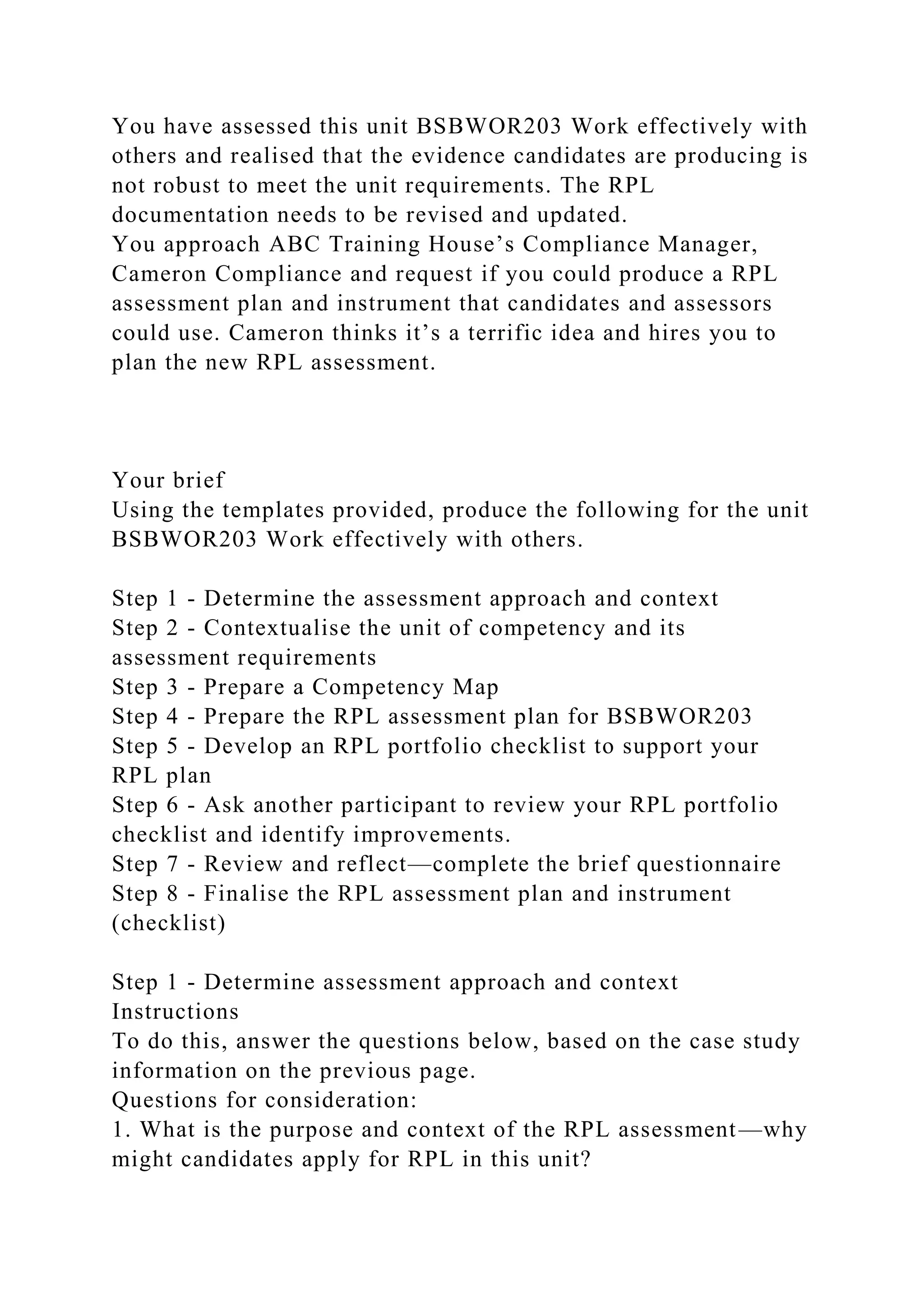 TASK 2Plan RPL Assessment(Using case study.docx