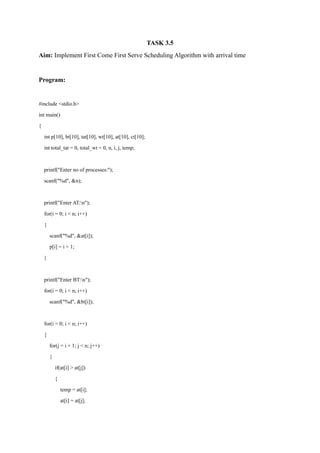 Implementing First Come First Serve Scheduling Algorithm in C with ...