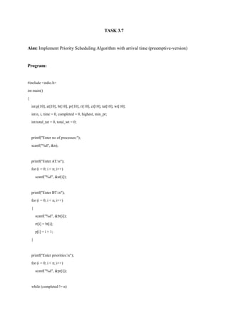 Implementing Preemptive Priority Scheduling Algorithm in C with Arrival ...