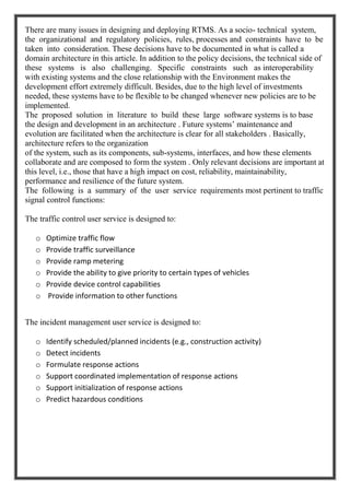 INTELLIGENT URBAN TRAFFIC CONTROL SYSTEM :ITS ARCHITECTURE | PDF