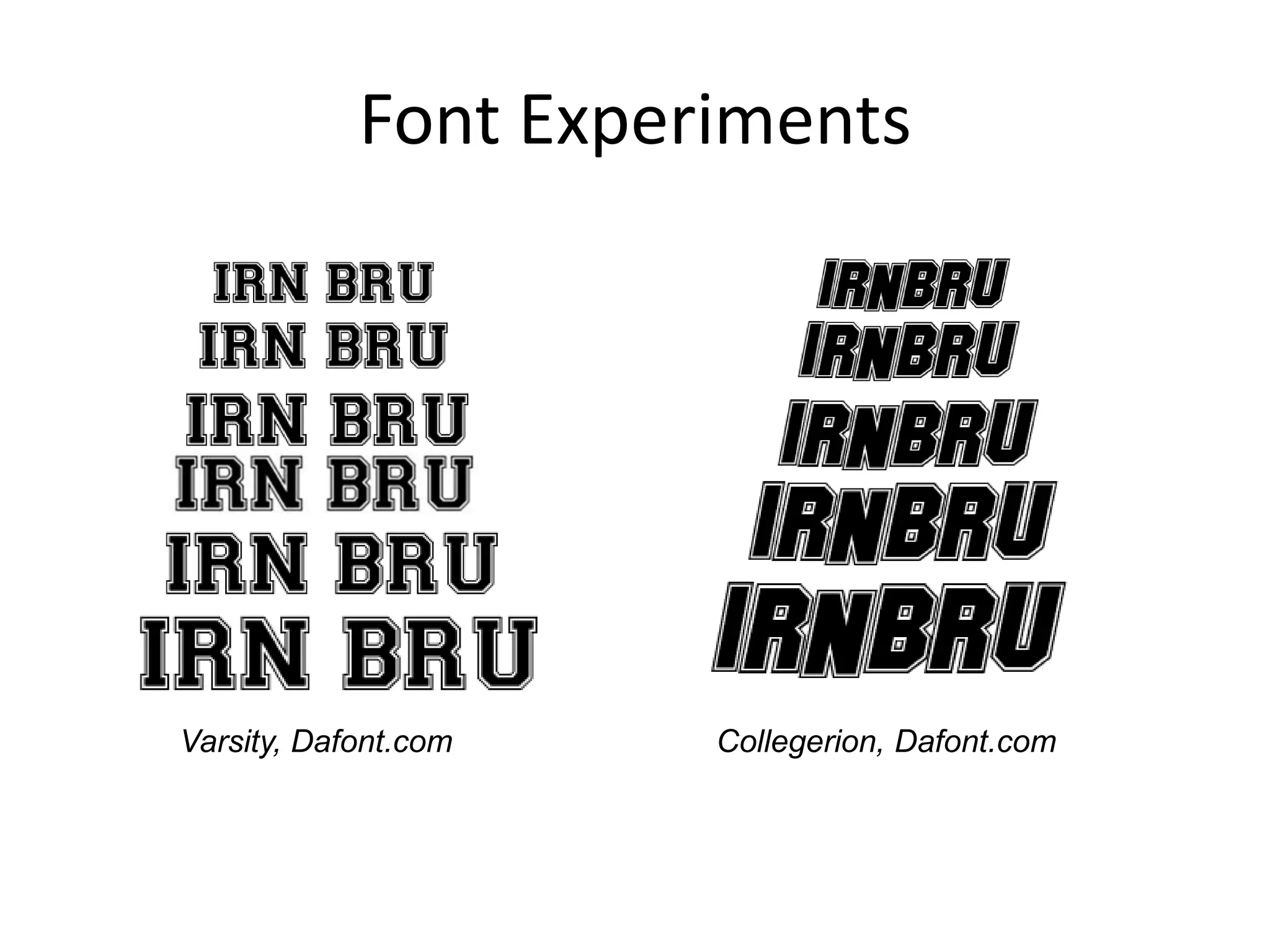Font Experiments

Varsity, Dafont.com

Collegerion, Dafont.com

 