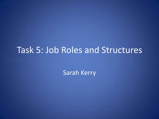 Task 5: Job Roles and Structures Sarah Kerry 