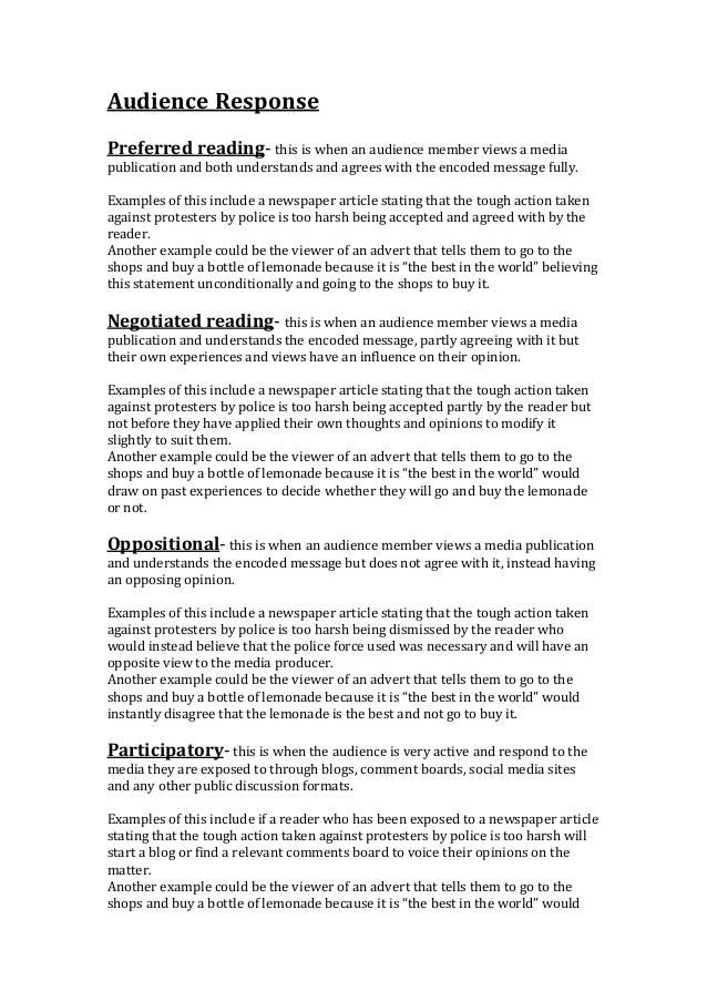 Types of audiences for essays picture