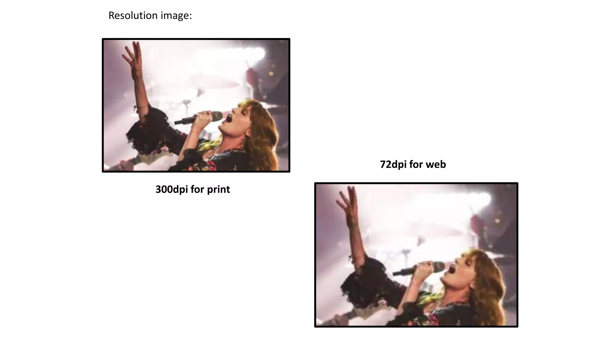 Resolution image:
300dpi for print
72dpi for web
 