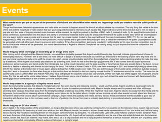 Events
What events would you put on as part of the promotion of this band and album/What other events and happenings could you create to raise the public profile of
the band?
Things like interviews, television appearances and radio slots are normal to happen around the time of an album release by a musician. The only thing that varies is the size
of the slot and the magnitude of radio station that lays your song and chooses to interview you (A big star like Argent will be on prime time slots but due to him not been a
pop star and the state of the pop oriented music business at the moment, he might be pushed to the likes of BBC radio 2, instead of radio 1). An event that includes both a
press conference, a presentation into the album and plenty of promotional materials (hand-outs) for press and members of the public to take away will all be encompassed
into one event, both to save on costs and to ensure that it’s seen by a mass market. Invited to this event will be all the main broadcasters (BBC, ITV, C4, etc.) as well as
magazines (Q, NME and MOJO) as well as radio producers, music experts and to gain some fans and super fans, a select few members of the public (a competition could
be generated which will either gain Argent revenue on entry costs or if it’s a free competition, gain some popularity) I will probably go for a pay to enter competition, due to
the fact that some revenue will be generated, but mainly because fans of Argent or Masonic Temple will be coming along, not just anyone that saw the competition and
decided to enter.
Would they play small secret gigs or would they go on a huge arena tour?
After coming out of a huge band like Masonic temple, you would have probably guessed that Argent wouldn’t have to play the small, intimate gigs and would choose to
instead play stadiums. However, with a solo artist, it’s more difficult to adapt to a stadium because you haven’t got the sound or the backing of your band any more and it’s
just your voice you have to reply on to uplift the crowd. As a start, James should probably start off on the smaller tiers of gigs first, before deciding whether to make that step
up to stadiums. While Argent could easily play stadiums as a starting point, I think he has to find the right gig [persona first. It also comes down to Argent’s personal
preference; some musicians and bands prefer the intimate gig, due to the crowd interaction and the large quantity of fans that are there are actually fans of the band, not just
there for a freebie or attending with friends but don’t enjoy the band. The hiatus of Kaiser Chiefs in 2009, saw them re-emerge in 2011 and instead of picking up where they
left off, they started at the bottom tier of music again, playing to less than 1,000 people every night. This was both because of the Leeds bands preference but also because
they didn’t want to disappoint the fans when they got to the stadium level so decided to start out playing venues like the O2 academies around the country. The same can be
said for acts such as Johnny Marr and Robert Plant; they have both played the academy circuit last year and are, in their own right, two of the biggest rock musicians around
today. For this, as well as the points stated above, I believe Argent should play a mix of stadium and secret gigs, both to test the water and connect with fans properly (the
secret gigs should come first as a sort of warm up for the stadium dates)
Would they appear for a signing in a flagship record store?
Given the monumental success that Masonic Temple had when they were touring and releasing records, I would say that James Argent would be a big enough name to
appear at a flagship record store on release day. However, when it came to massive promotional tools, Masonic temple always went for posters and other still image
adverting tools because they shied away from the limelight and kept a relatively low profile. While this might not have been Argent’s idea to shy away from the media and the
big events, he is used to not releasing albums in flagship record stores so for the debut album, it might be best to come up with other events he could attend and then put
forward this idea for his second album’s promotional campaign. Argent needs the publicity and needs as many fans so these promotional events would be a good way of
interacting with fans but due to him not been used to this kind of publicity, the former front man is probably best sticking to promotional adverts, posters and television
broadcasts.
Would they play on TV chat shows?
Like I stated in the media section of the presentation, as long as that television show was positively portraying him, he would be on the television show. Argent has previously
received bad publicity for destroying a hotel room while on tour with Masonic temple, he needs to subvert these media representations of him, due to the fact that he’s losing
fans by having this ‘rebellious’ branding thrown on him an gain some more fans by doing this. TV chat shows like Later with Jools Holland, Graham Norton, Jonathan Ross
and even American chat shows, due to Masonic temple’s fan base in the US, Argent will be hoping to emulate this and be one of few solo artists to break into the American
market. Shows like Alan Carr however, may make Jams look a bit of a silly character and he is trying to portray himself as a serious musician, with this sort of publicity been
negative and aimed at a completely different audience that Argent is trying to target.
 