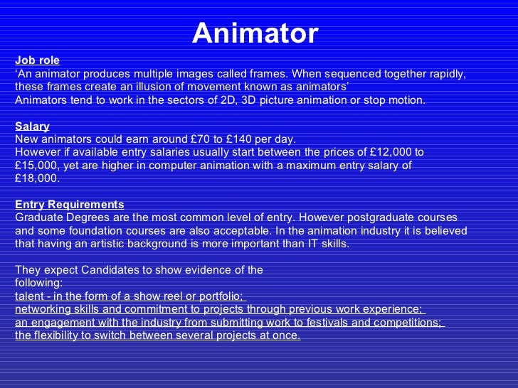 animation job descriptions