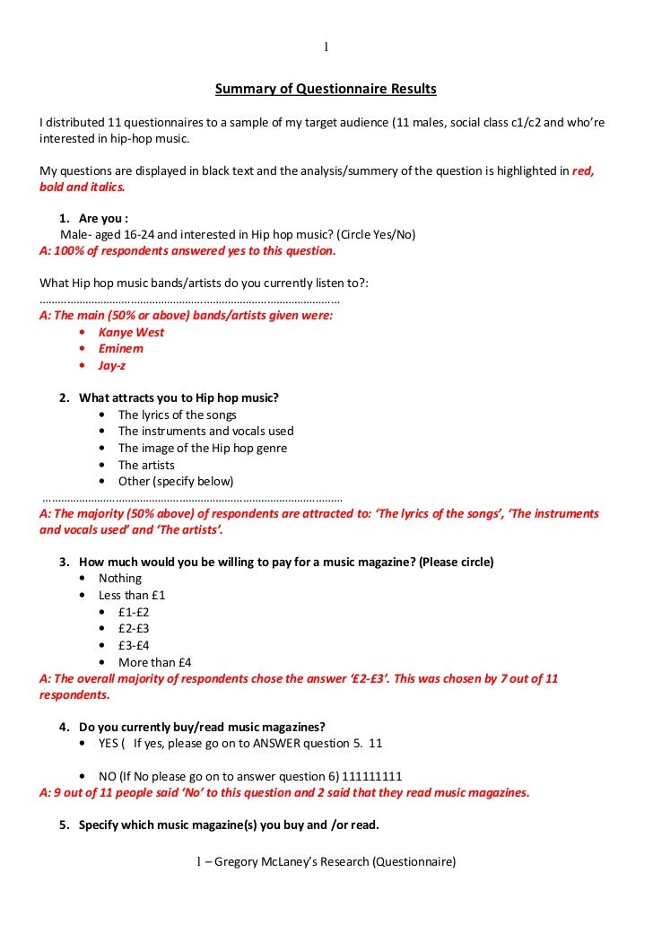 questionnaire analysis