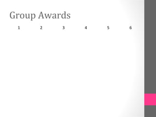 Group Awards
 1    2   3    4   5   6
 