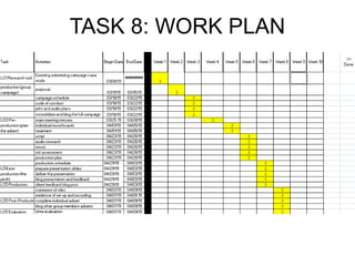 TASK 8: WORK PLAN
 