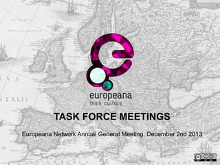 TASK FORCE MEETINGS
Europeana Network Annual General Meeting, December 2nd 2013

 