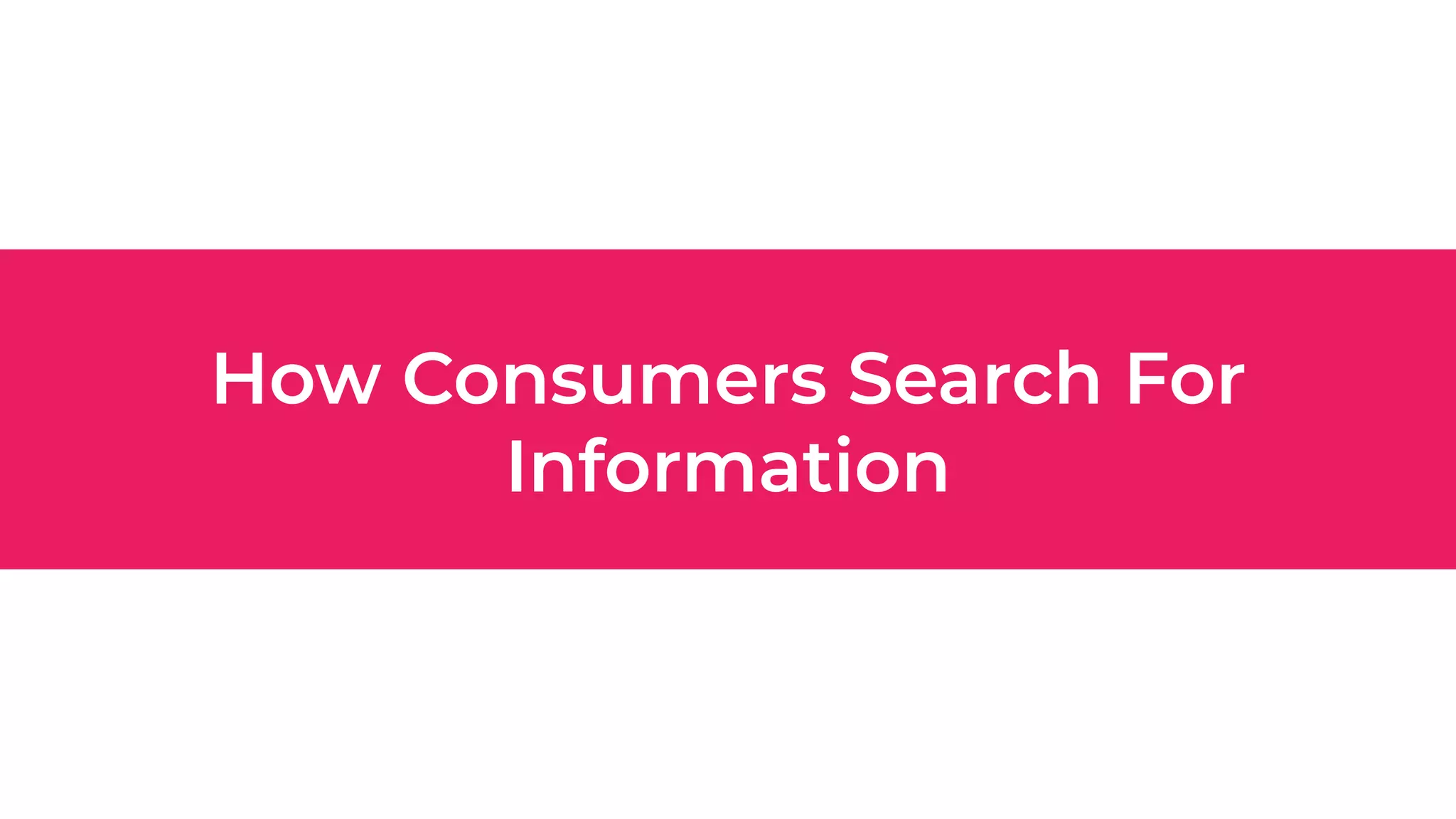 How Consumers Search For
Information
 