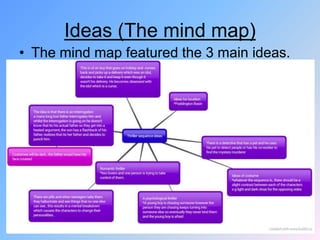 Ideas (The mind map)
• The mind map featured the 3 main ideas.
 
