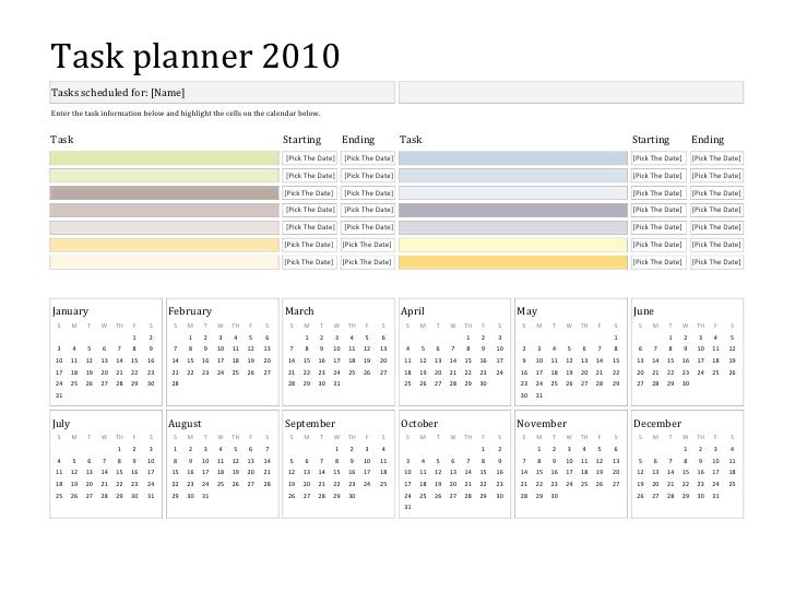 free personal task planner template