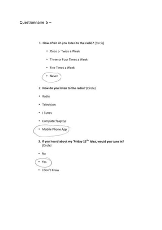 Questionnaire 5 –