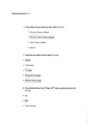 Questionnaire 1 -
 