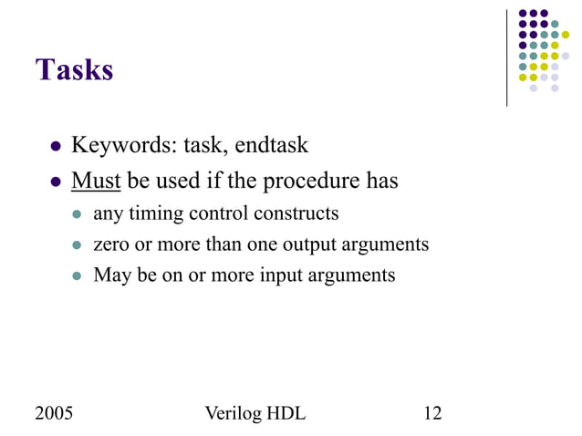 Verilog Tasks and functions | PPT | Programming Languages | Computing