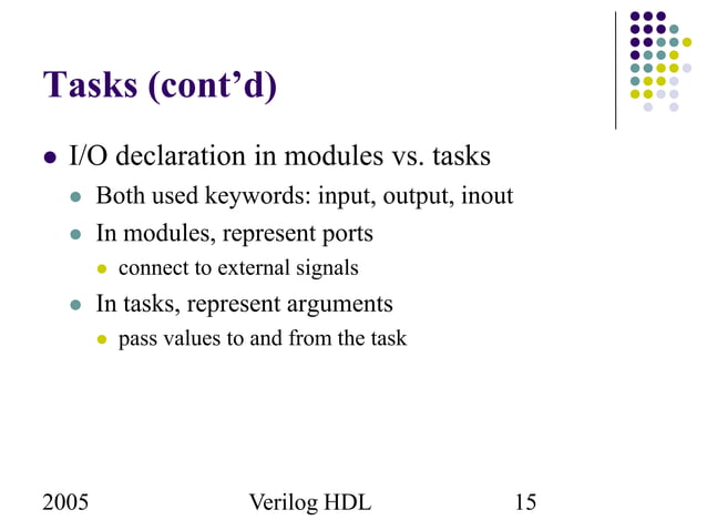Verilog Tasks and functions | PPT | Programming Languages | Computing