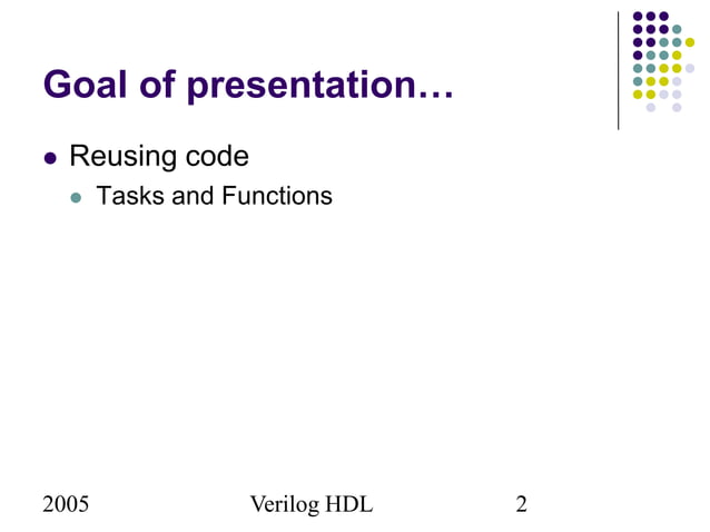 Verilog Tasks and functions | PPT | Programming Languages | Computing