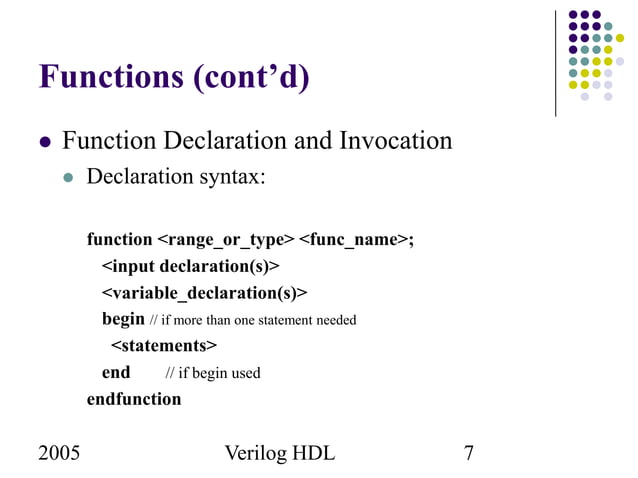 Verilog Tasks and functions | PPT | Programming Languages | Computing