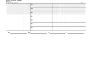 SCIENCE_STUDENTS PLANNING
Aïda Elias
GARCIA FOSSAS SCHOOL 2018
S2
S3
S4
S1
S2
S3
S4
S1: _______________________ S2:_______________________ S3:_____________________ S4:______________________